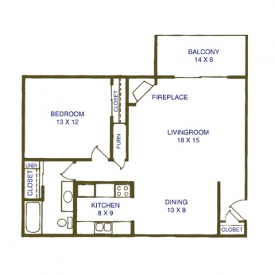 1 Bedroom - 1 Bath 815 sq. ft. Monthly Rent - Garden level: $765 per month - Balcony/Patio: $860 per month